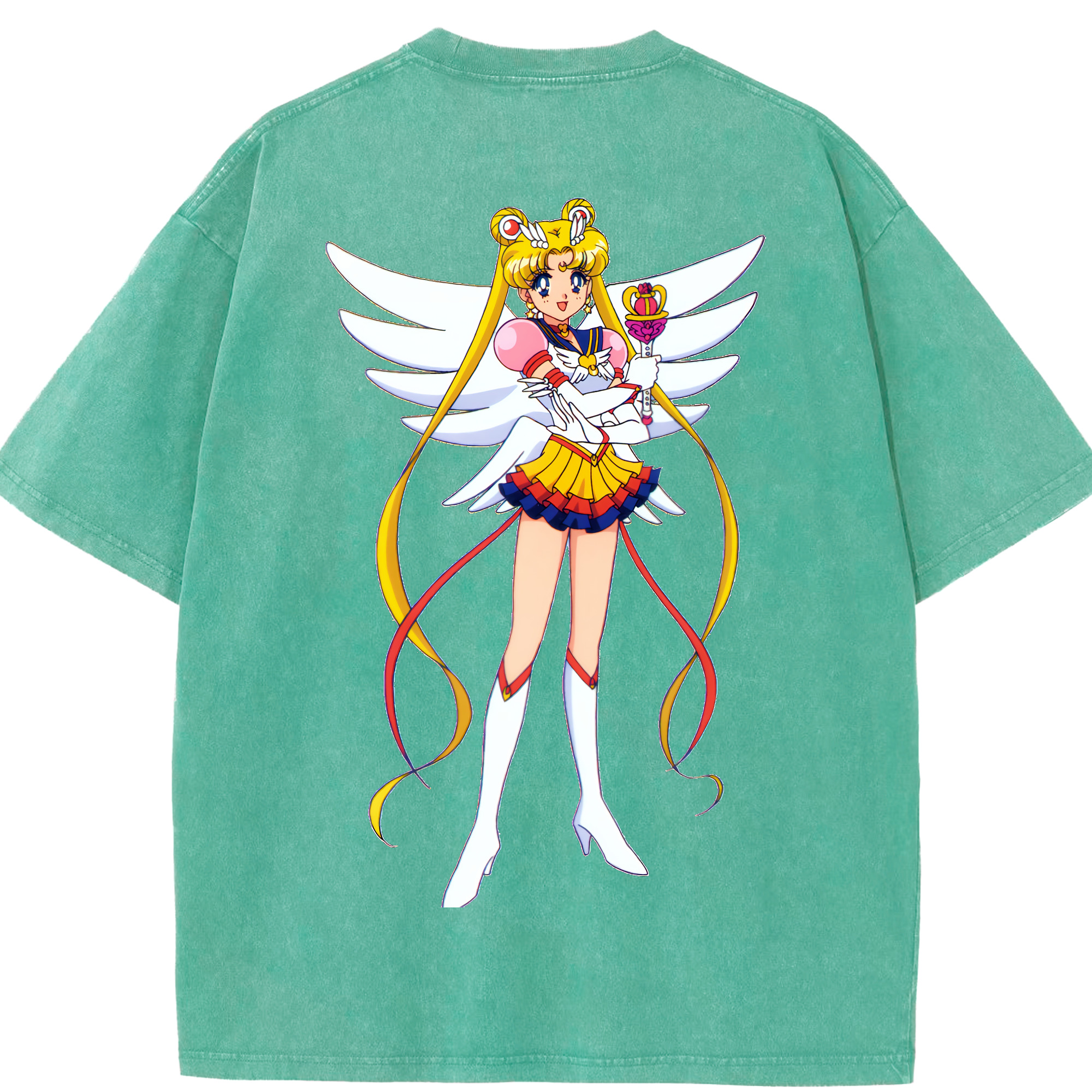 （画像用） 美少女戦士セーラームーン 月野 うさぎ つきの うさぎ Sailor Moon Tsukino Usagi 綿100% ヴィンテージ風 半袖Tシャツ（背面プリント）